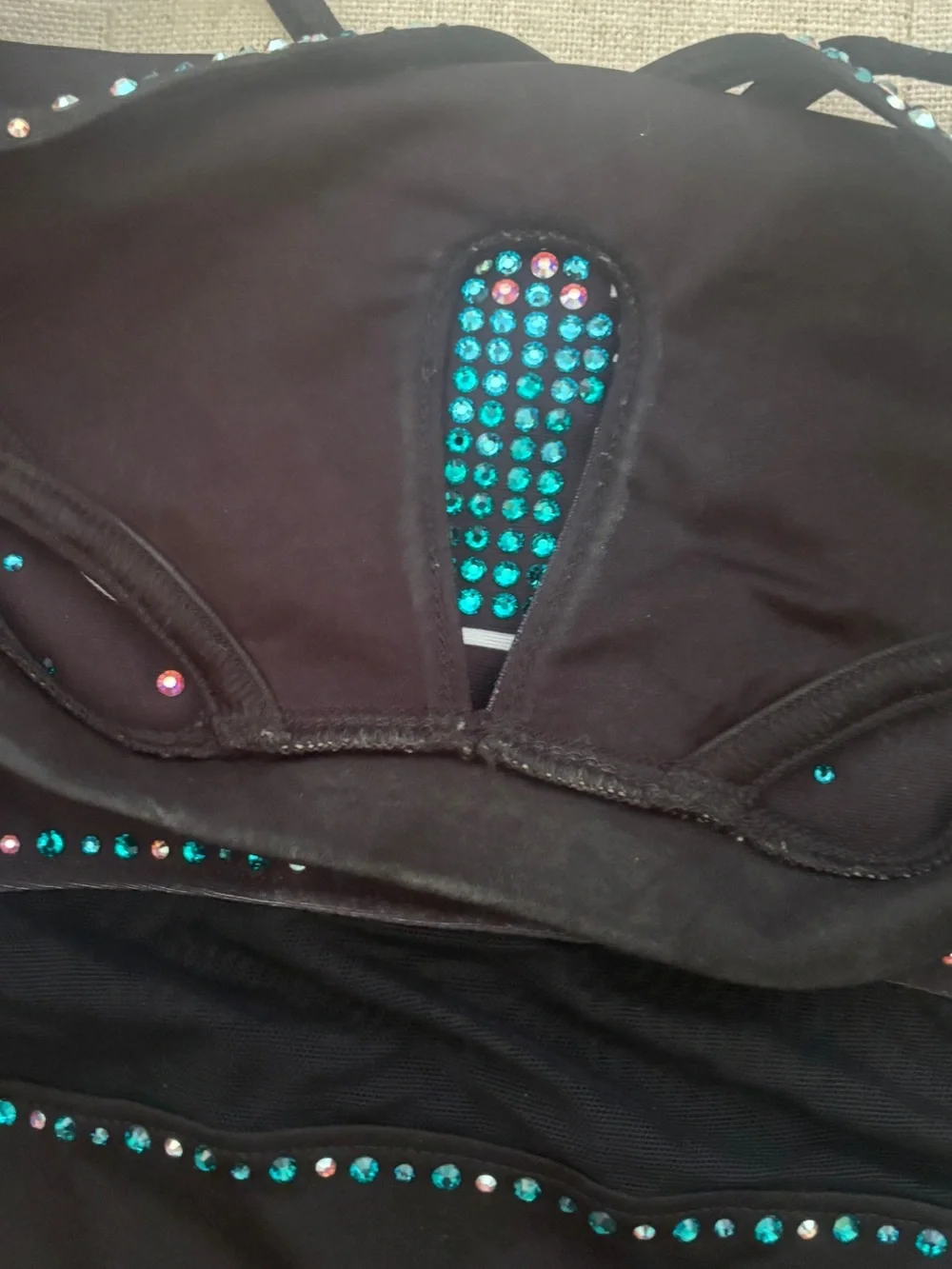 CEA Black and Teal Rhinestone Cold-Shoulder Kids uniform